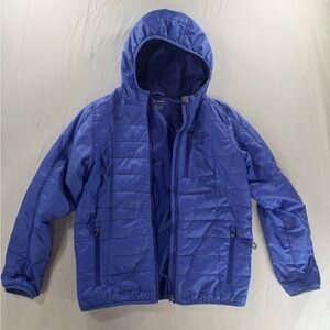 L.L. Bean Kids Large 14/16 Primaloft Packaway Hooded Jacket Vibrant Blue/Purple